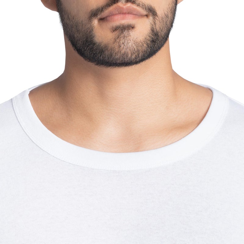 Indera Men's Cotton Rib Knit Thermals Underwear Crew Top, White, Large - Image 2